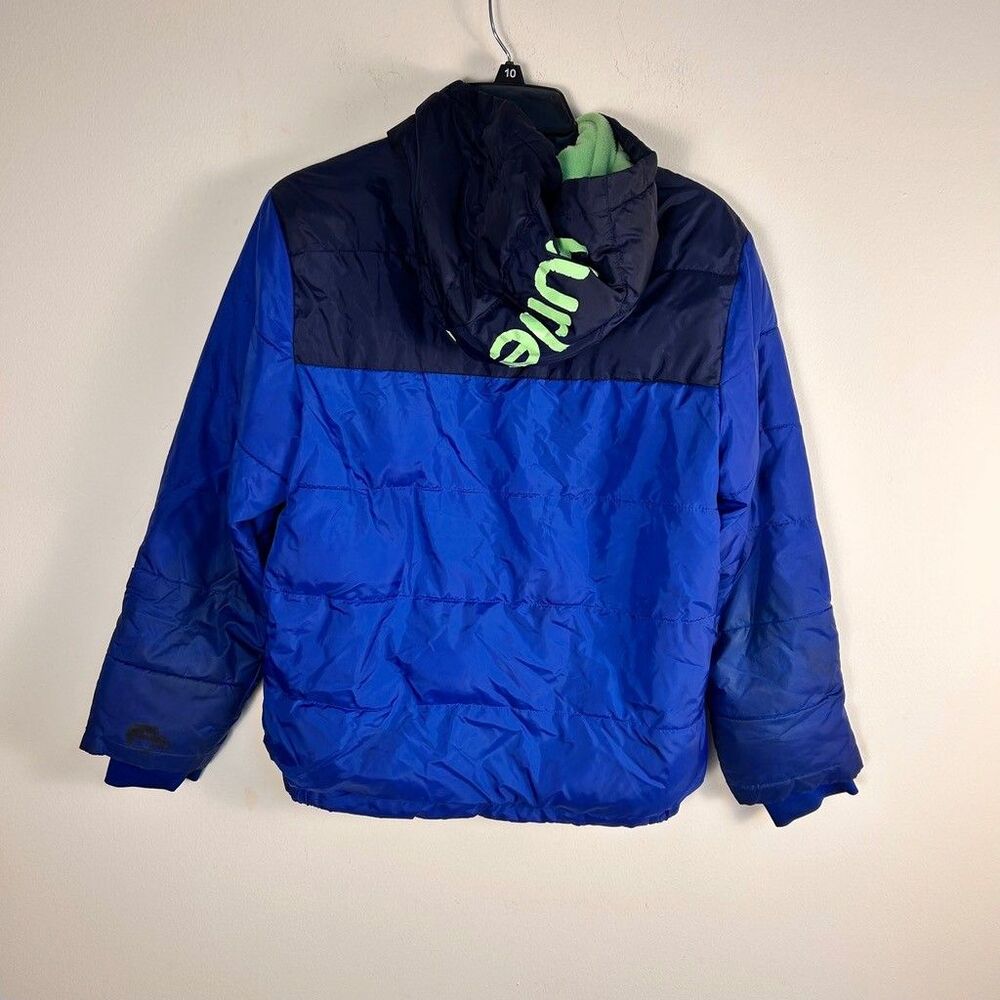 Hurley Boys Puffer Jacket Size L 12-13 Years Blue Navy Hooded Full Zip Coat - Picture 5 of 10